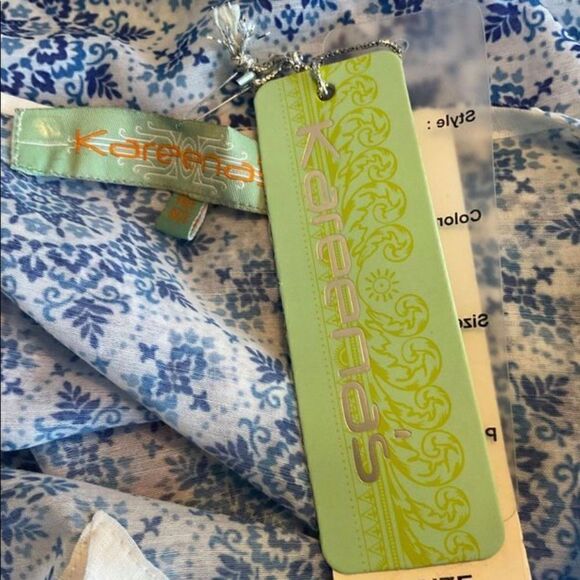 KAREENA’s OSFA Pretty Blue Print Kimona with tassels. - Picture 4 of 8